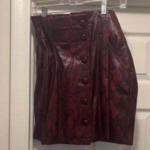 Zara Burgundy Snake Print Mini Skirt